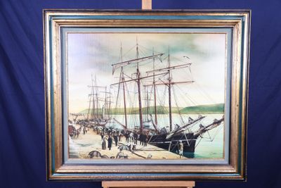 une photo d'un tableau représentant un bateau posé sur un chevalet