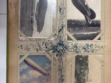 an old book with pictures of people and a kite in the sky