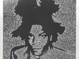 an image of a black and white drawing of a man with a flower in his hair