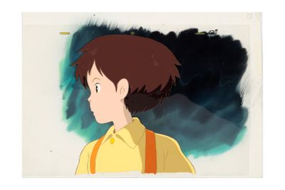 an animation image of a young boy with brown hair and suspends