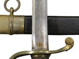 a close up of a sword on a white background
