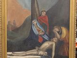 un tableau représentant un homme allongé par terre à côté d'une femme