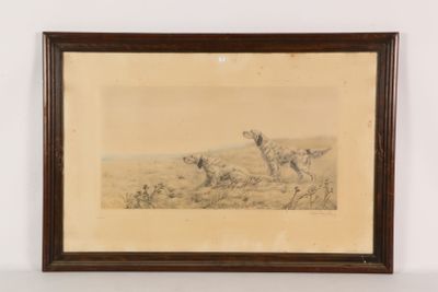 painting of a giraffe running in a field with other animals in the background