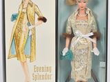 poupée Barbie dans une boîte, vêtue d'une robe de soirée et d'une étole en fourrure