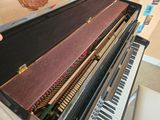 a man that is holding a case over a piano