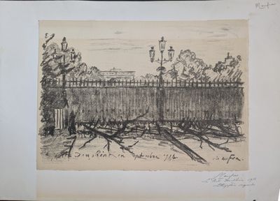an image of a drawing of a fence in a park