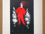 an image of a picture of a woman in a red dress