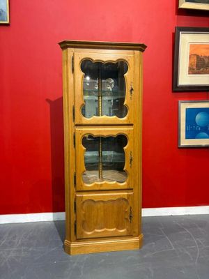 vitrine d'angle en chêne 174 x 73 x 40 cm env.