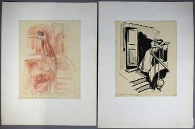 Pierre de BELAY (1890-1974) - Femme dans un escalier