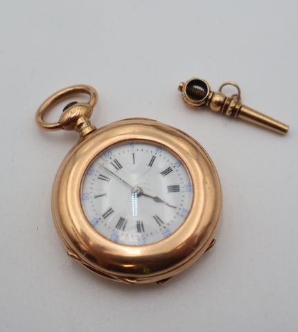 Montre de poche « à gousset » en or ciselé 18 carats 750 millième...