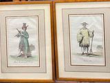 two framed pictures of a man and a woman standing next to each other