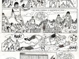 an old comic strip with a bunch of people playing soccer