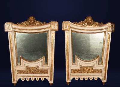 pair of antique french louis xv style carved wood and gilded mirrors
