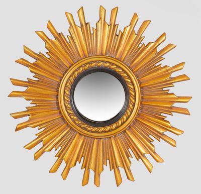 Großer Sonnenspiegel Holz, goldfarben und teilw. schwarz lac…