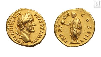 a gold coin with an image of a man and a woman on it