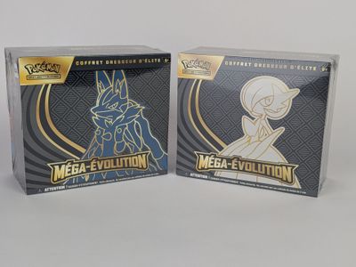 Deux boîtes de « Pokémon Méga-Évolutions » sont présentées côte à côte
