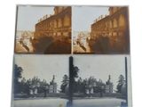 two old photos of a street with buildings in the background