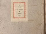 an old book with a red border on it