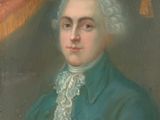 portrait d'un homme vêtu d'un manteau bleu et d'un col en dentelle blanche