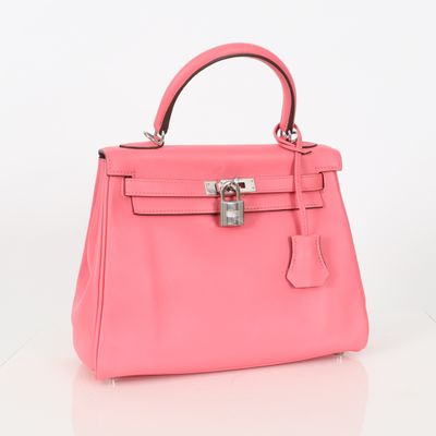 Herms - Sac Kelly 25 En cuir evercolor de couleur ărose aza…