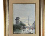 une image représentant un tableau où l'on voit des gens marcher dans la rue sous la pluie