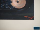 a painting of a bowl of fruit on a table