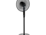 an image of a black fan sitting on top of a metal stand