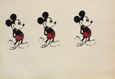 three mickey mouses in different poses on a white background