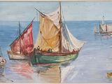 many boats that are in the water by the shore