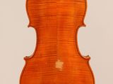 an old violin with a wooden back and a white background