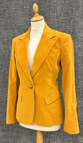 DOLCE & GABBANA – Blazer en coton moutarde, doublure fleuri. Tail...