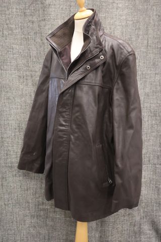 FACTORY – Manteau homme en cuir de vachette marron doublure en po...