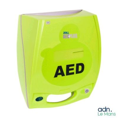 an aed machine that is on display on a white background