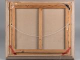 an image of a picture of a wooden frame with a rope hanging from it