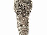 an image of a silver spoon with a statue of a woman on it