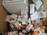 a cardboard box full of various items in it