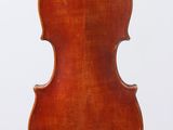 an antique violin with a wooden back and bow