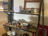 a shelf that has many different items on it
