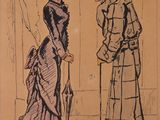 a drawing of a man and a woman standing next to each other