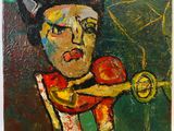 an image of a painting of a woman holding a tennis racquet