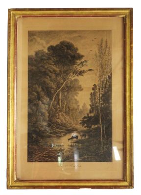 an image of a painting of a river and trees in a frame