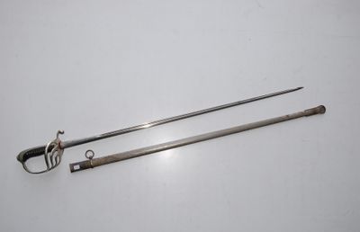 pair of silver plated swords and a sword on a white surface