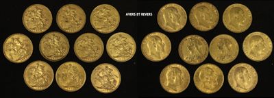 the gold coins are arranged in rows on a black surface