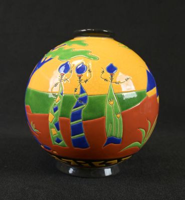 an image of a colorful ball with people painted on it