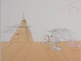 a drawing of a man and a woman in a desert