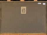 painting on a wooden easel with a picture of a man on a horse