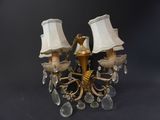 pair of antique brass and crystal chandelier lamps with shades