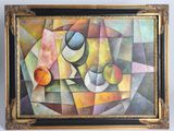 an image of a painting of a still life with fruit and a wine glass