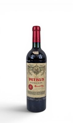 bottle of red wine on a white background with a red cap