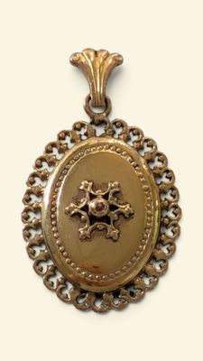 an image of a gold locke with a horse on it